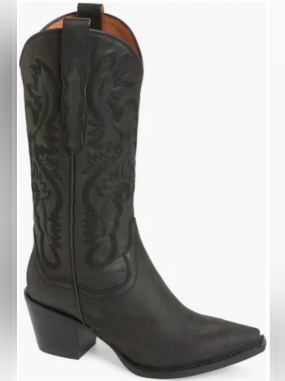 Jeffrey Campbell DAGGET BLACK EMBROIDERED WESTERN BOOTS 8.5 $298 NEW